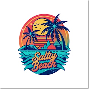 Salty Beach - Funny Summer Vacation Quote - Summer Vacation Tropical Relaxation  - Matching Vacation Summer Beach Design for Family Posters and Art